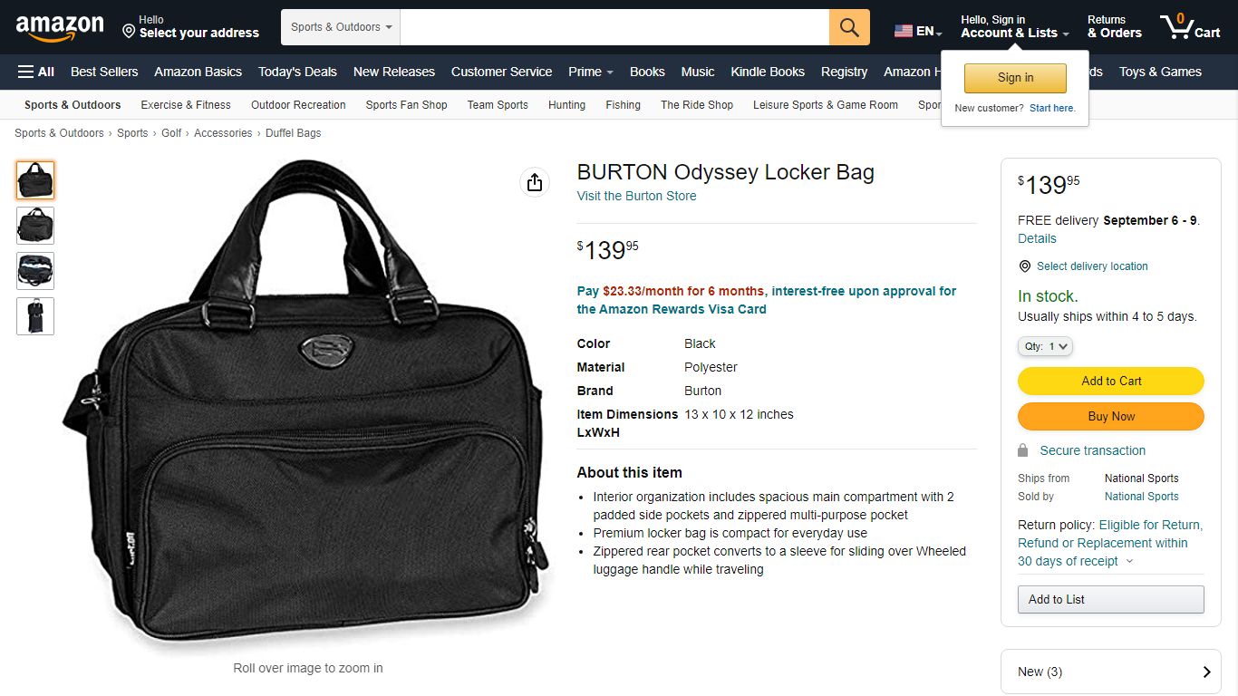 Amazon.com : BURTON Odyssey Locker Bag : Sports & Outdoors